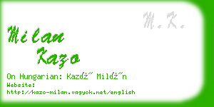 milan kazo business card